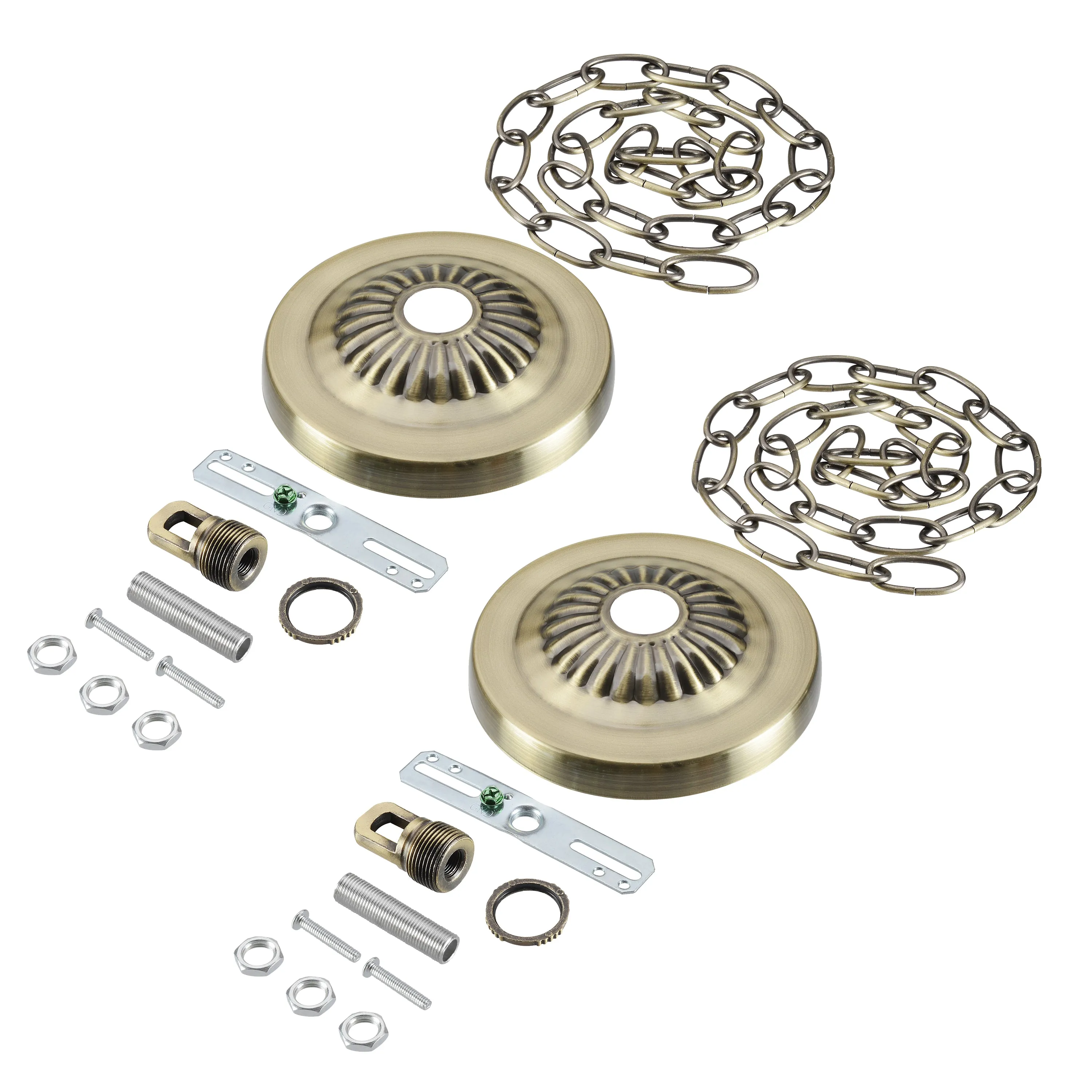 # 21515-2X Transitional Fixture Canopy Kit, 4-3/4 Diameter with Collar Loop, 1" Center Hole, Antique Brass, 3Ft Heavy Chain, 1 Sets/Pack