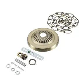 # 21515-2X Transitional Fixture Canopy Kit, 4-3/4 Diameter with Collar Loop, 1" Center Hole, Antique Brass, 3Ft Heavy Chain, 1 Sets/Pack