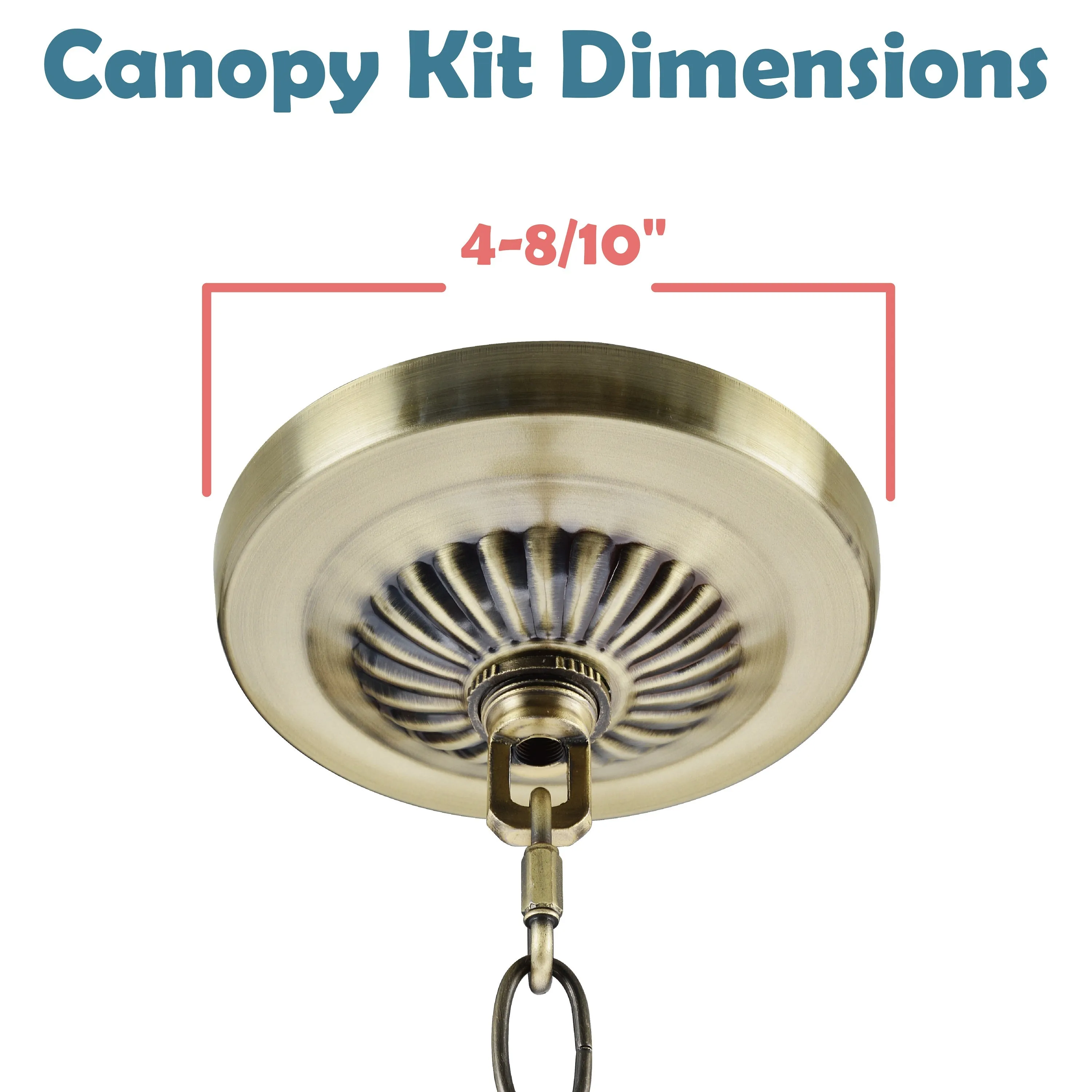 # 21515-2X Transitional Fixture Canopy Kit, 4-3/4 Diameter with Collar Loop, 1" Center Hole, Antique Brass, 3Ft Heavy Chain, 1 Sets/Pack