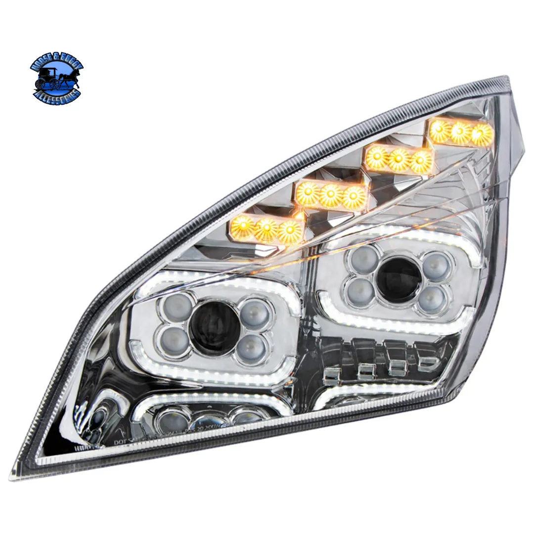 10 LED PROJECTOR HEADLIGHT WITH LED SEQUENTIAL TURN & DRL FOR 2018-2024 CASCADIA (Choose Color) (Choose Side)