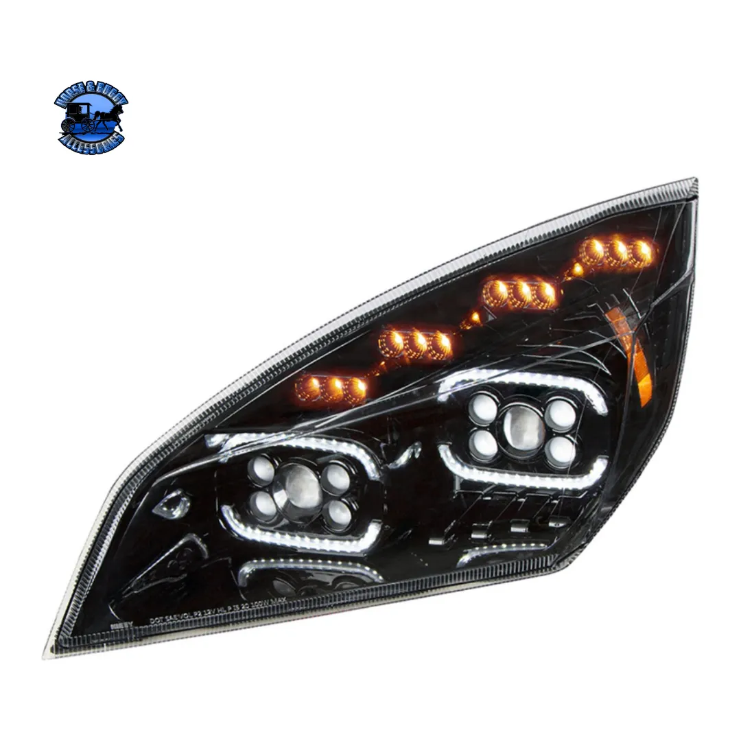 10 LED PROJECTOR HEADLIGHT WITH LED SEQUENTIAL TURN & DRL FOR 2018-2024 CASCADIA (Choose Color) (Choose Side)