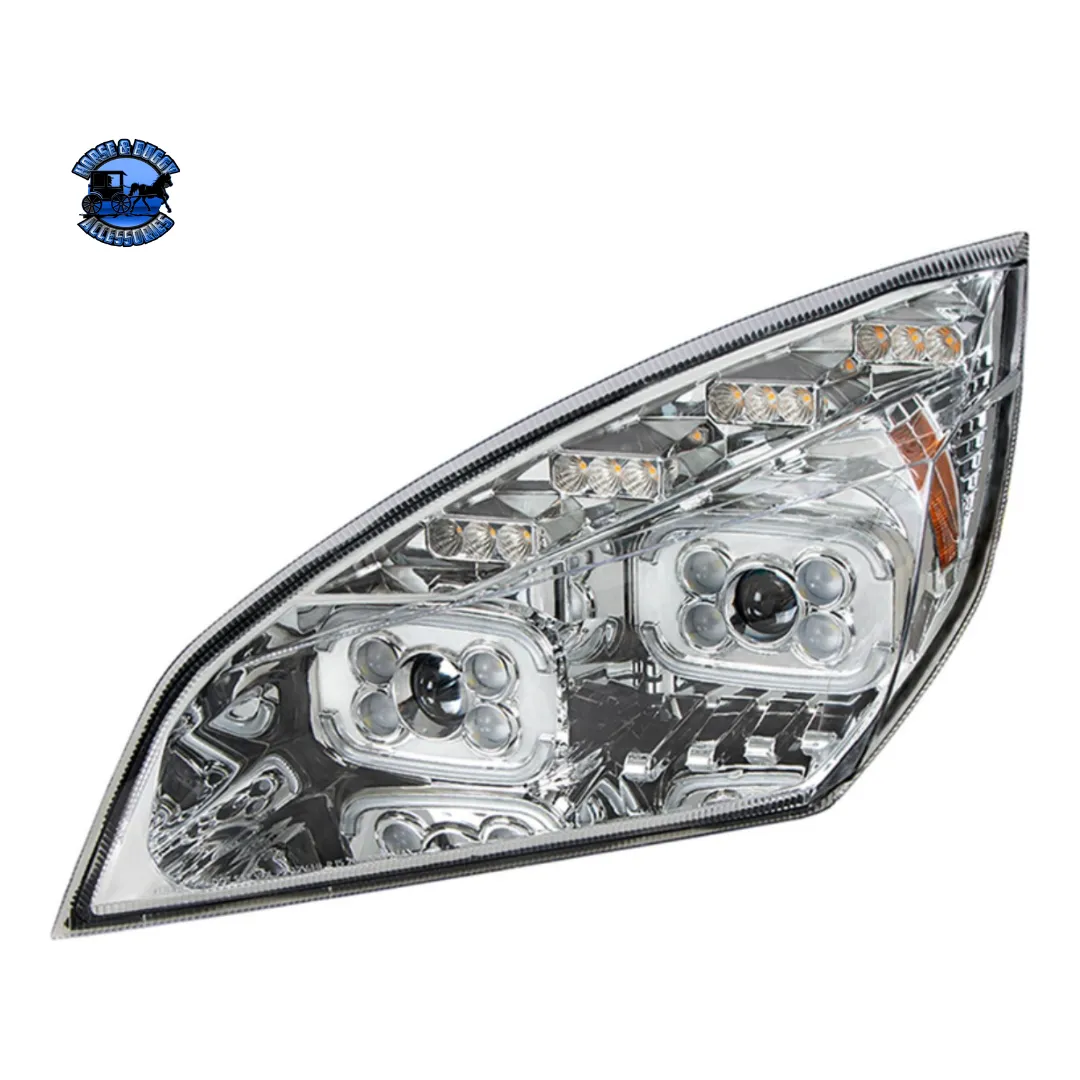 10 LED PROJECTOR HEADLIGHT WITH LED SEQUENTIAL TURN & DRL FOR 2018-2024 CASCADIA (Choose Color) (Choose Side)