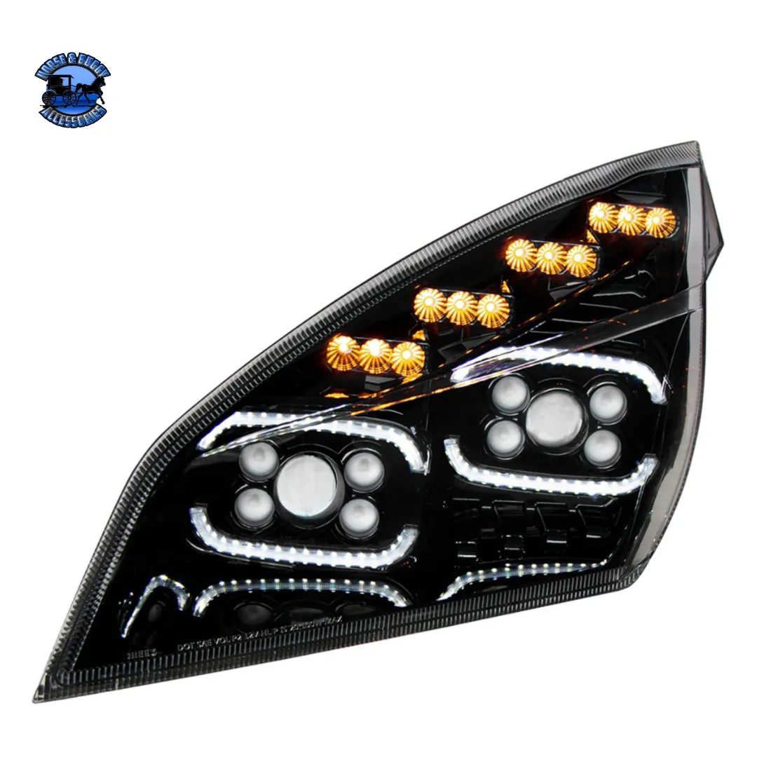10 LED PROJECTOR HEADLIGHT WITH LED SEQUENTIAL TURN & DRL FOR 2018-2024 CASCADIA (Choose Color) (Choose Side)