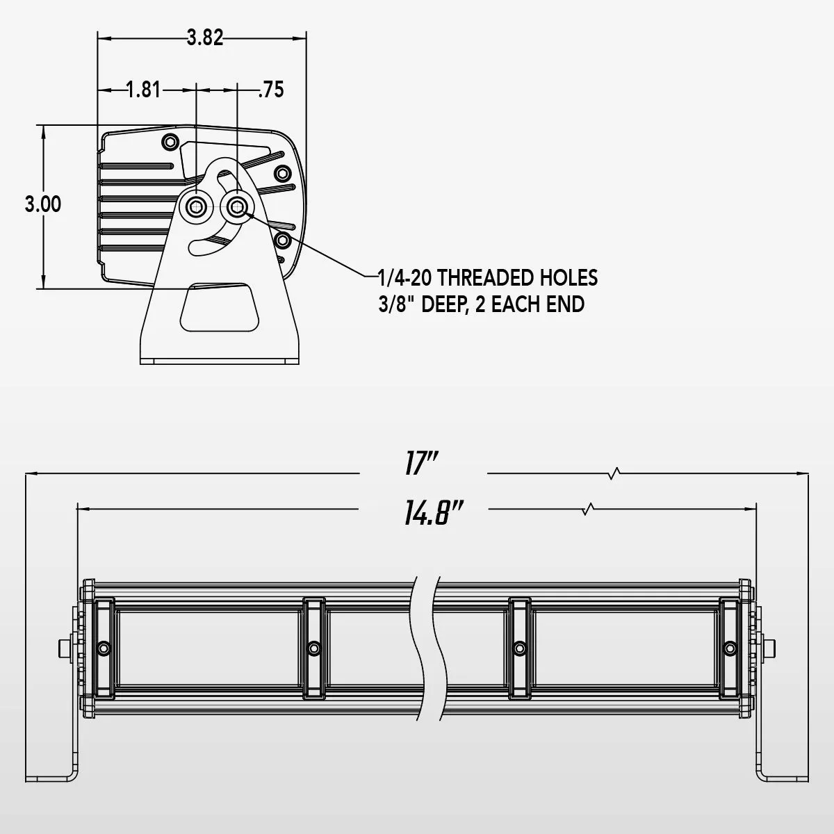 15" TRX Series Single Color Infrared LED Light Bar (White/IR)