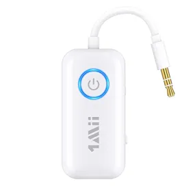 1Mii Bluetooth 5.3 Transmitter Receiver for Airplane/TV to 2 Headphones/AirPods, Dual Links Wireless Audio Adapter w/aptx Low Latency/HD/AptX Adaptive, 3.5mm Aux Bluetooth Adapter for Cars, Gym, Boat