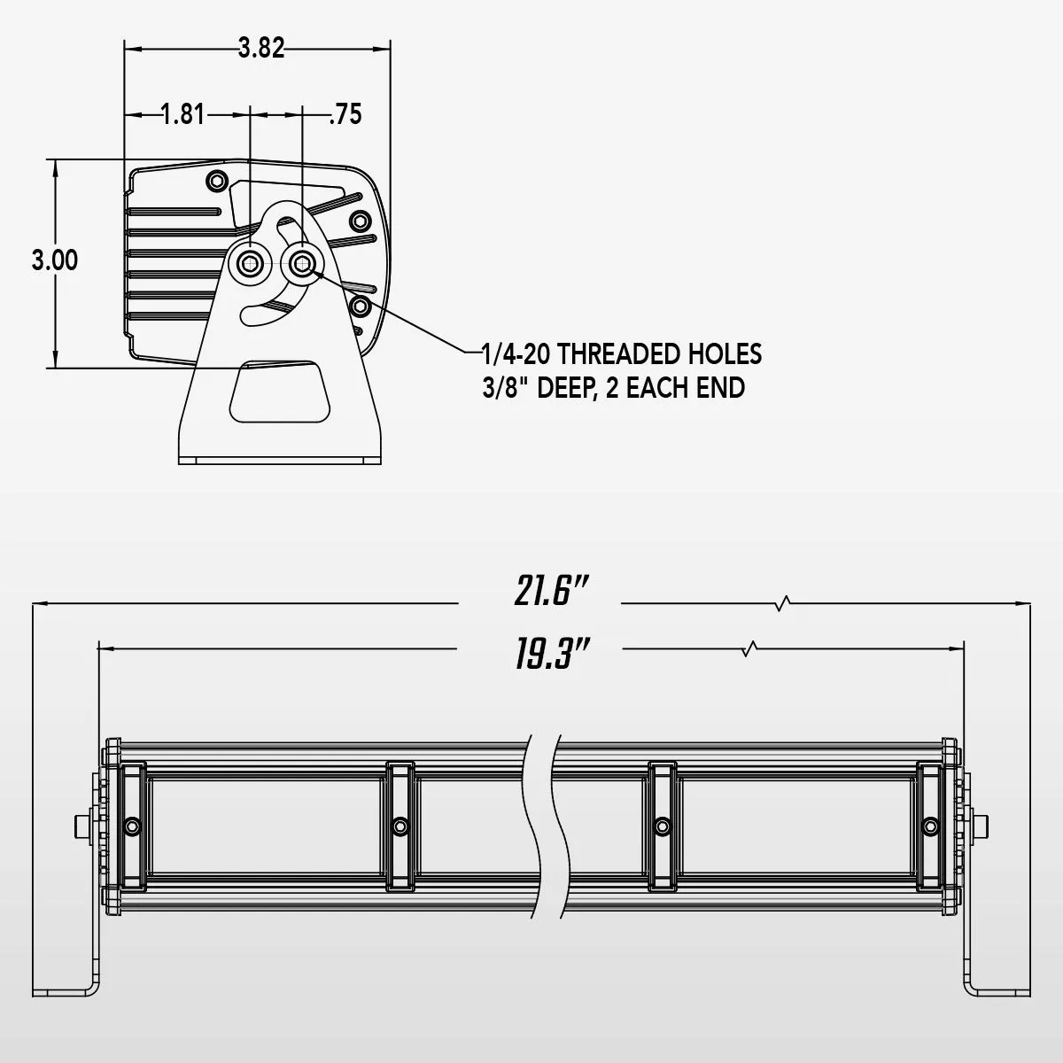 20" TRX Series Single Color Infrared LED Light Bar (White/IR)