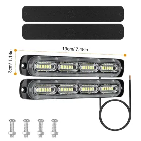 2Pcs LED White Light Bar 72W IPX4 Waterproof Work Light Pods Emergency Warning Light Bar w/ Flashing Cycling Lighting Mode for Car Motorcycle Truck