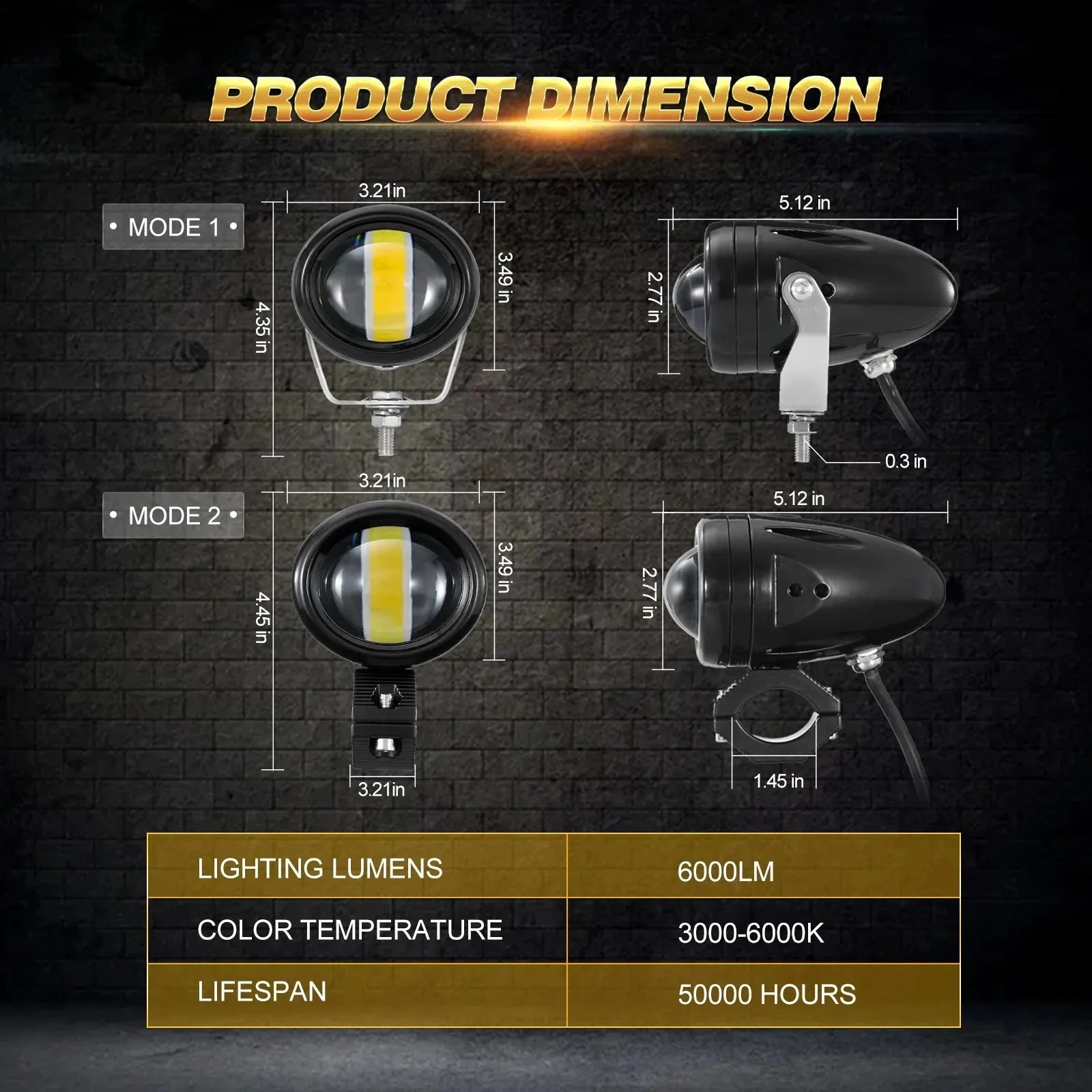 3 Inch 6 Modes White&Amber Round LED Driving POD Lights