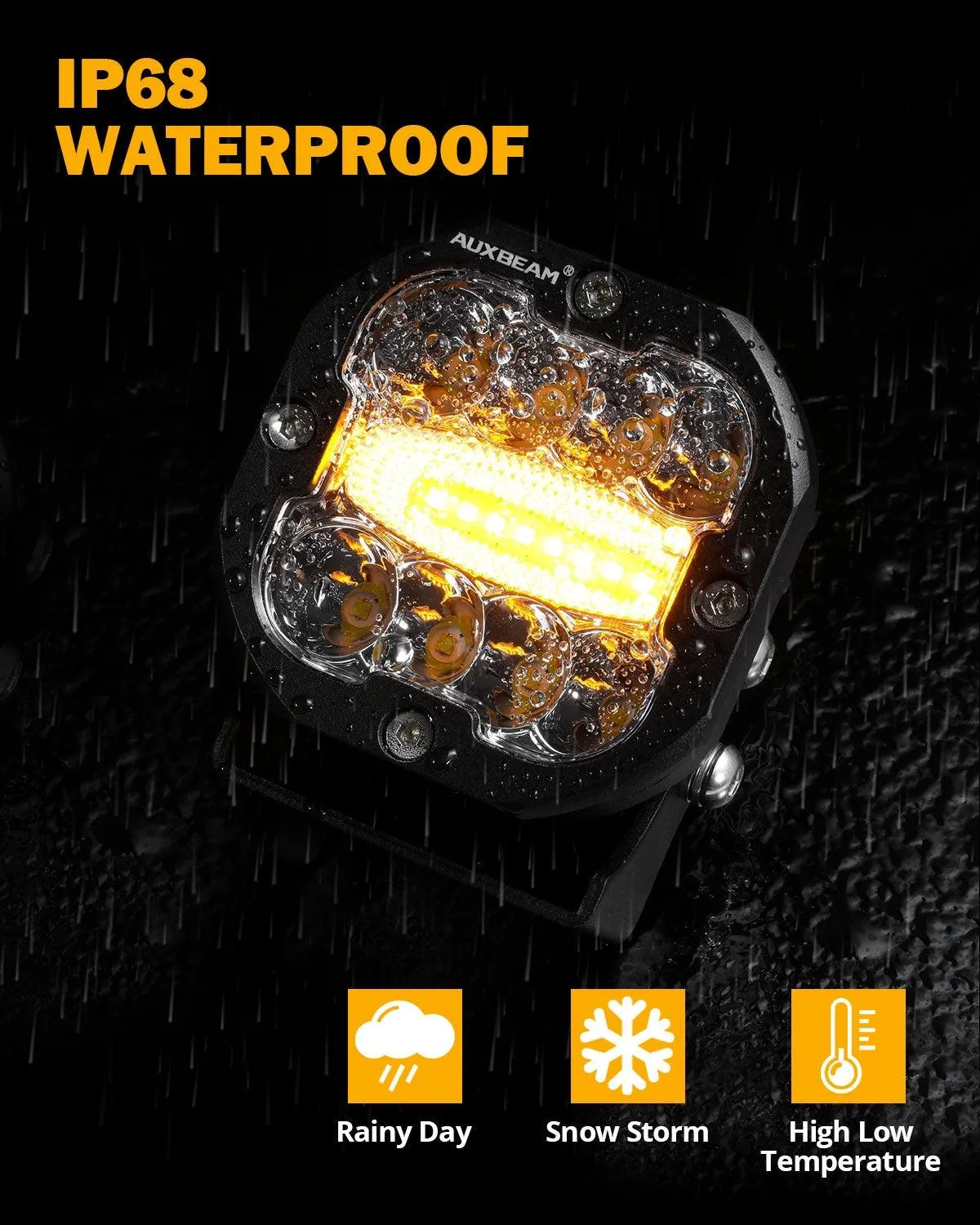 3 Inch 96W 9600LM LED Pods 6 Modes LED Driving Light with A-Pillar Mounting Bracket For Ford Bronco 2/4 Door 2021 2022