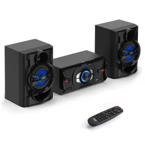 3-Piece Wireless Bt Streaming Stereo System - Mini System For Home With Mp3, Usb, Fm Radio, Bass Reflex Speaker, And Remote Control