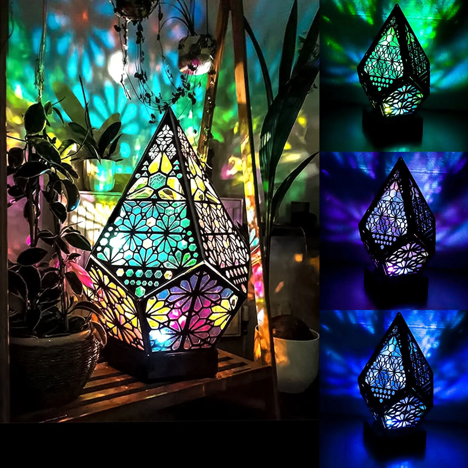3D Colorful Bohemian LED Night Light Star Starry Sky Floor Projection Party Lamp