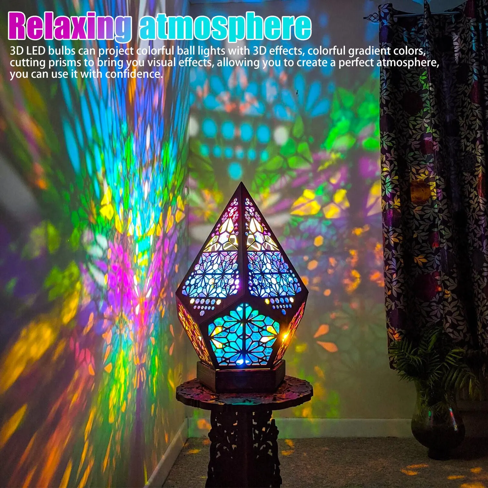 3D Colorful Bohemian LED Night Light Star Starry Sky Floor Projection Party Lamp