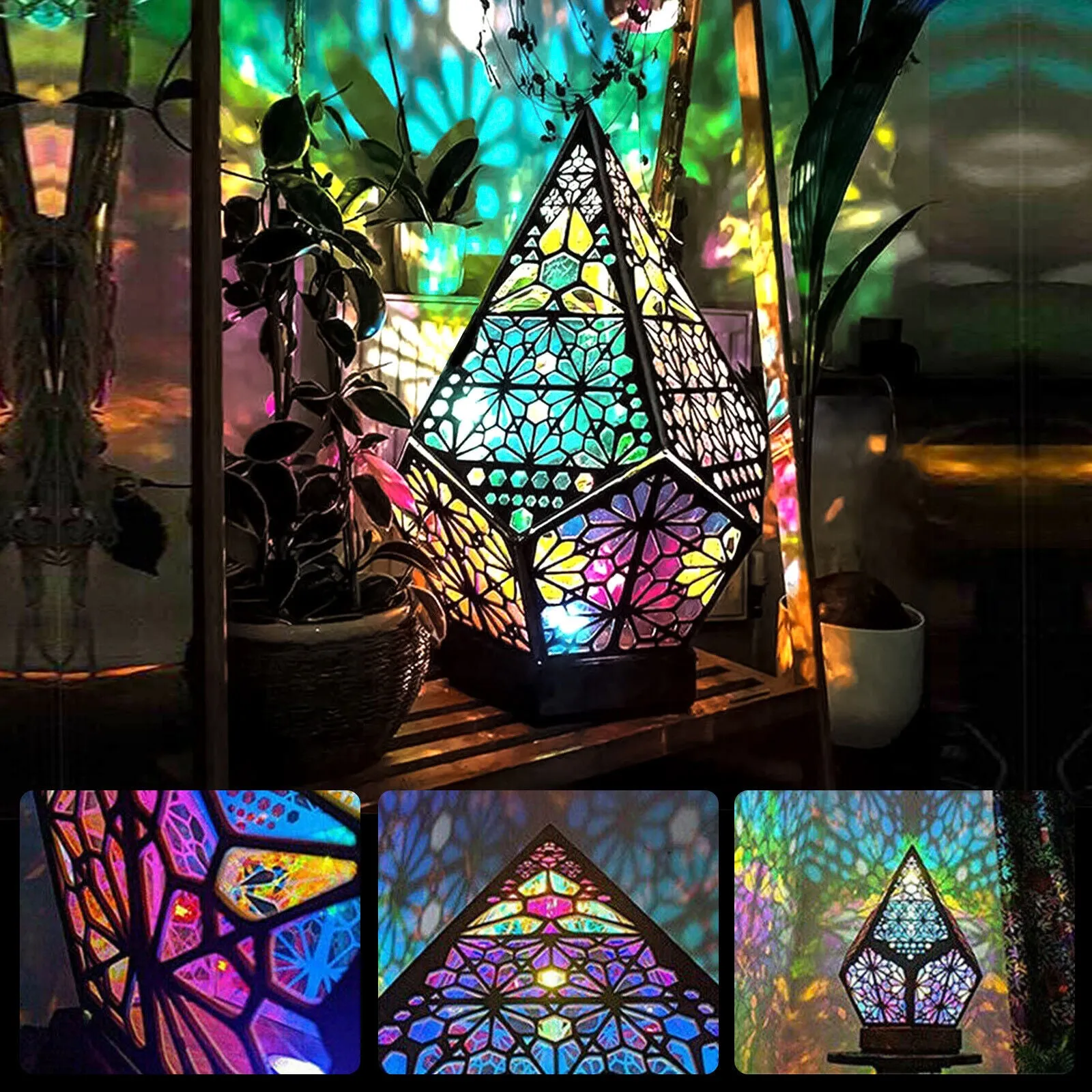 3D Colorful Bohemian LED Night Light Star Starry Sky Floor Projection Party Lamp