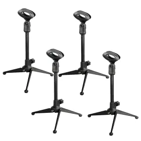 5 Core Universal Small Desktop Microphone Stand Adjustable Tabletop Mic Stand For Dynamic Wired Microphone Q2U Shure SM58 SM57 -MS MINI TRI BLK 4PCS
