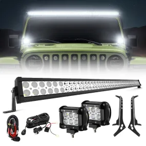 52" Jeep Light Bar & Pods & Brackets for 2018-Later Wrangler JL JLU & Gladiator | Prevail Series