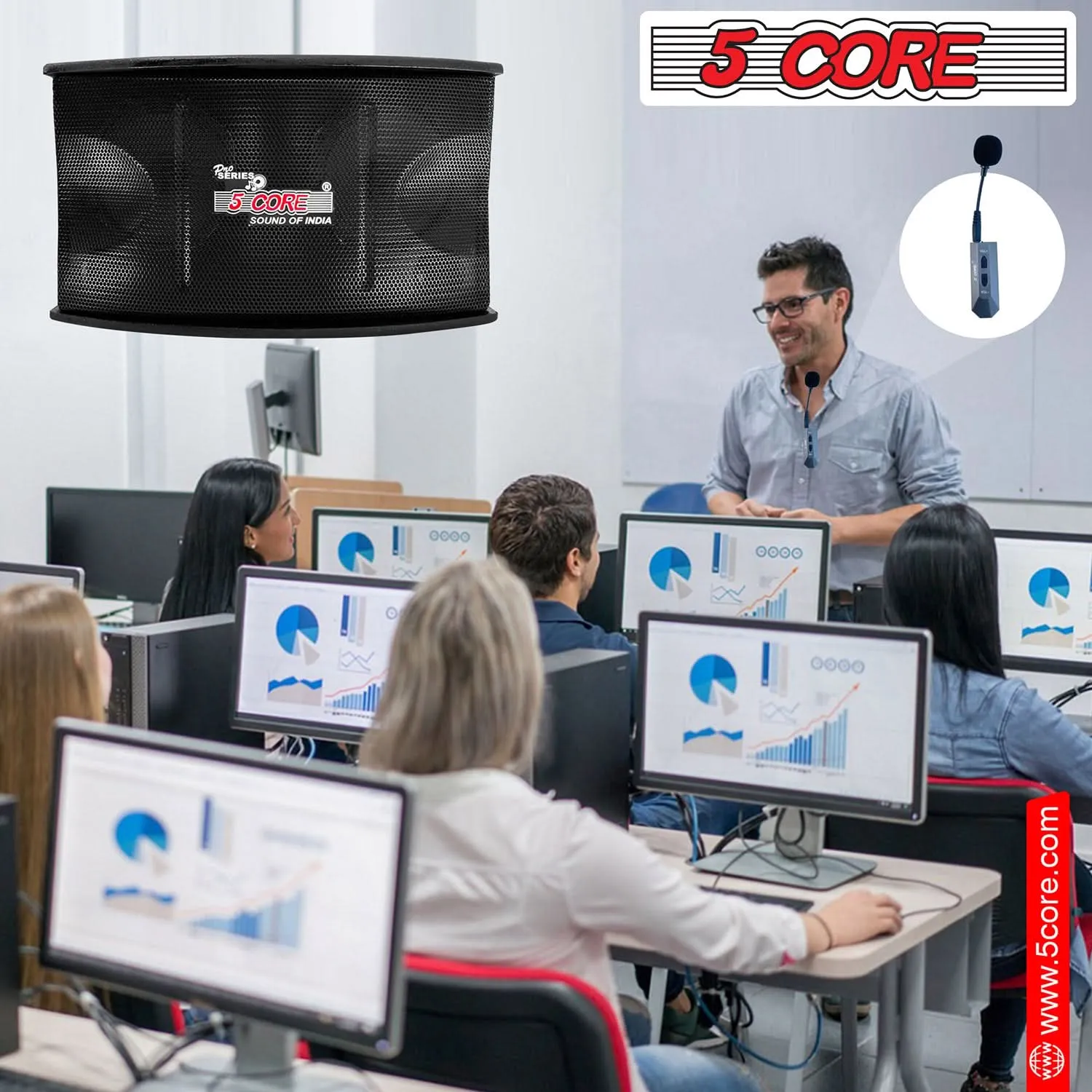 5Core Voice Amplifier 200W Portable PA Speaker System   Wireless Lavalier Microphone