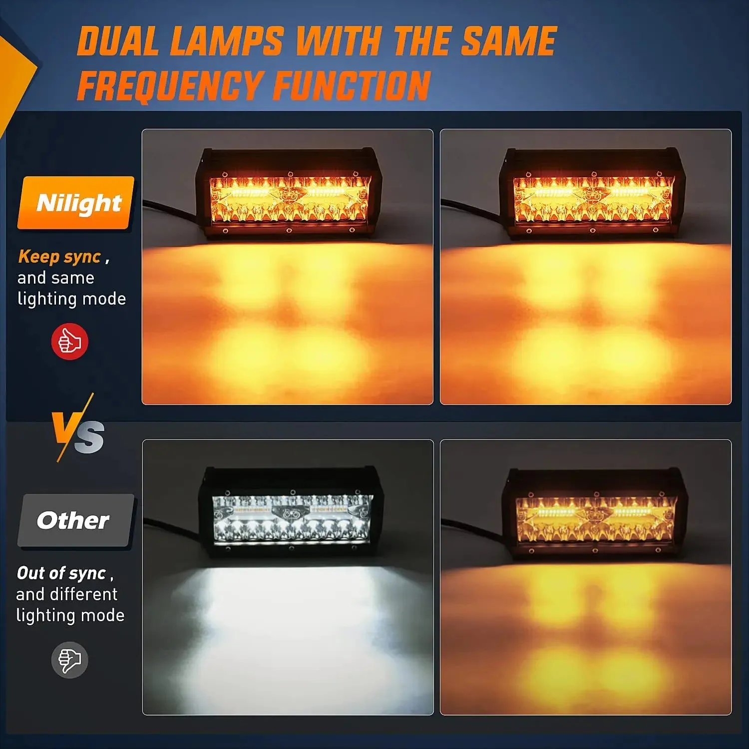 6.5 Inch 120W Triple Row Amber White Spot Flood LED Light Bars (Pair) | 16AWG DT Wire