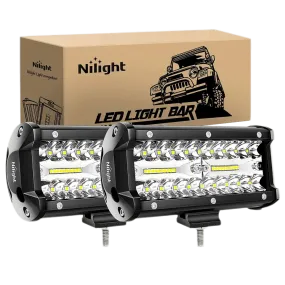 6.5 Inch 120W Triple Row Spot Flood LED Light Bars (Pair)