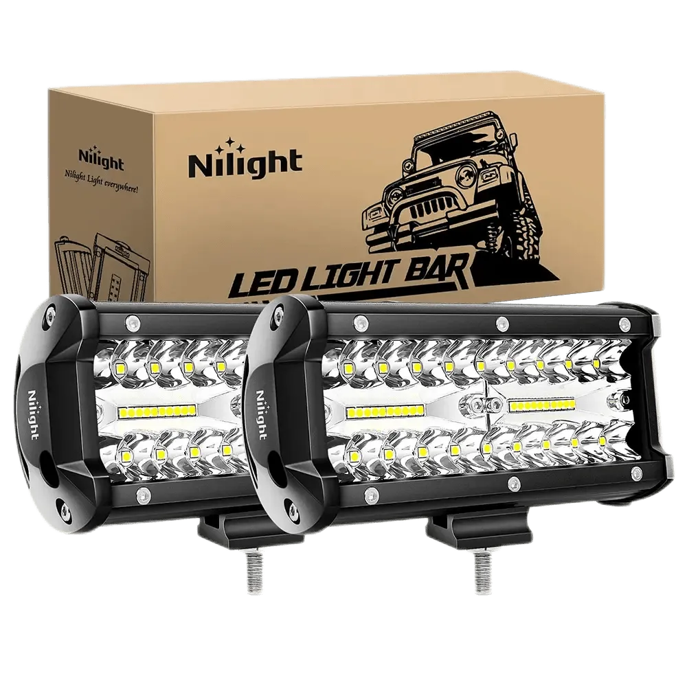 6.5 Inch 120W Triple Row Spot Flood LED Light Bars (Pair)