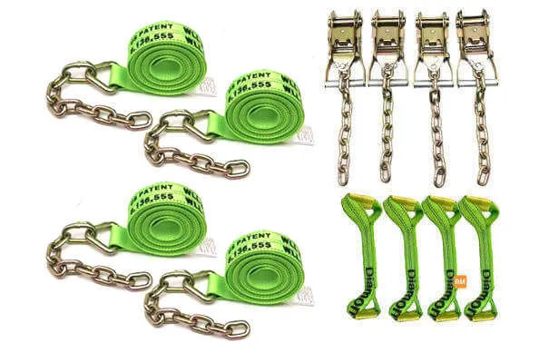8-Point Diamond Weave Hi-Vis Green Tie Down Kit