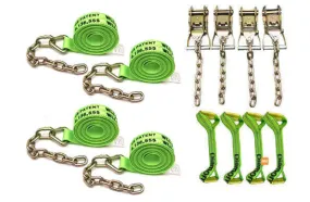 8-Point Diamond Weave Hi-Vis Green Tie Down Kit