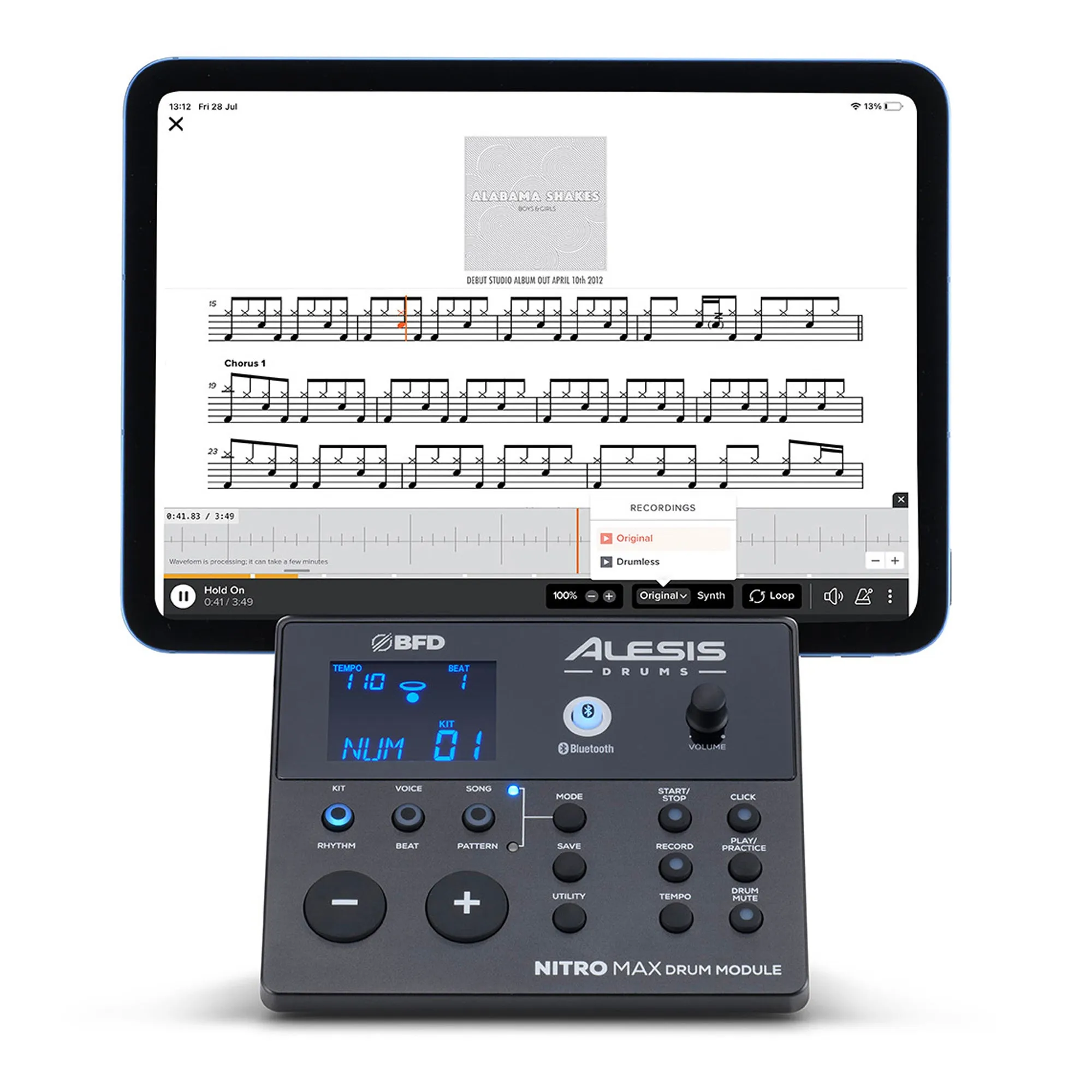 Alesis Nitro Max Eight Piece Electronic Drum Kit w/ Mesh Heads and Bluetooth