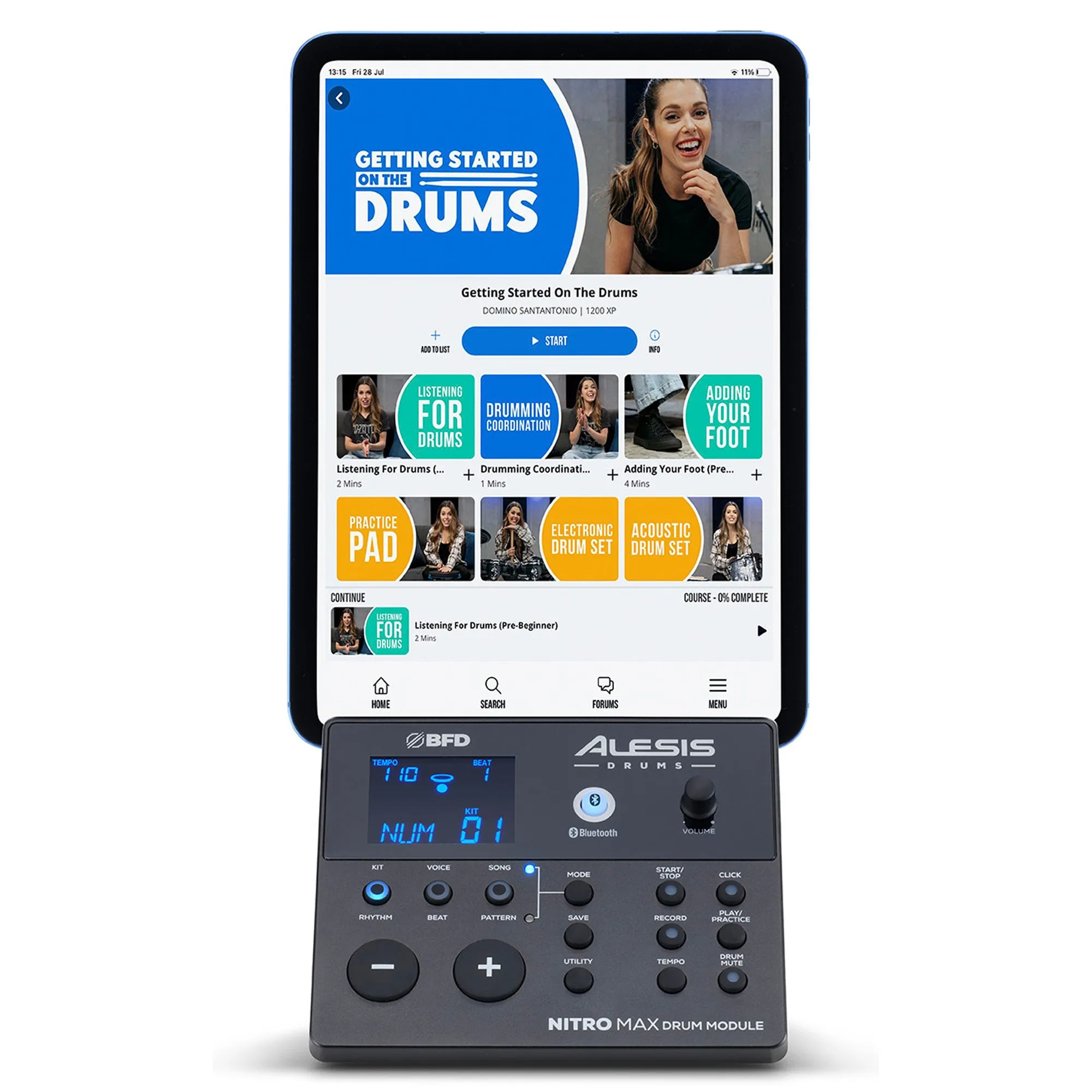 Alesis Nitro Max Eight Piece Electronic Drum Kit w/ Mesh Heads and Bluetooth