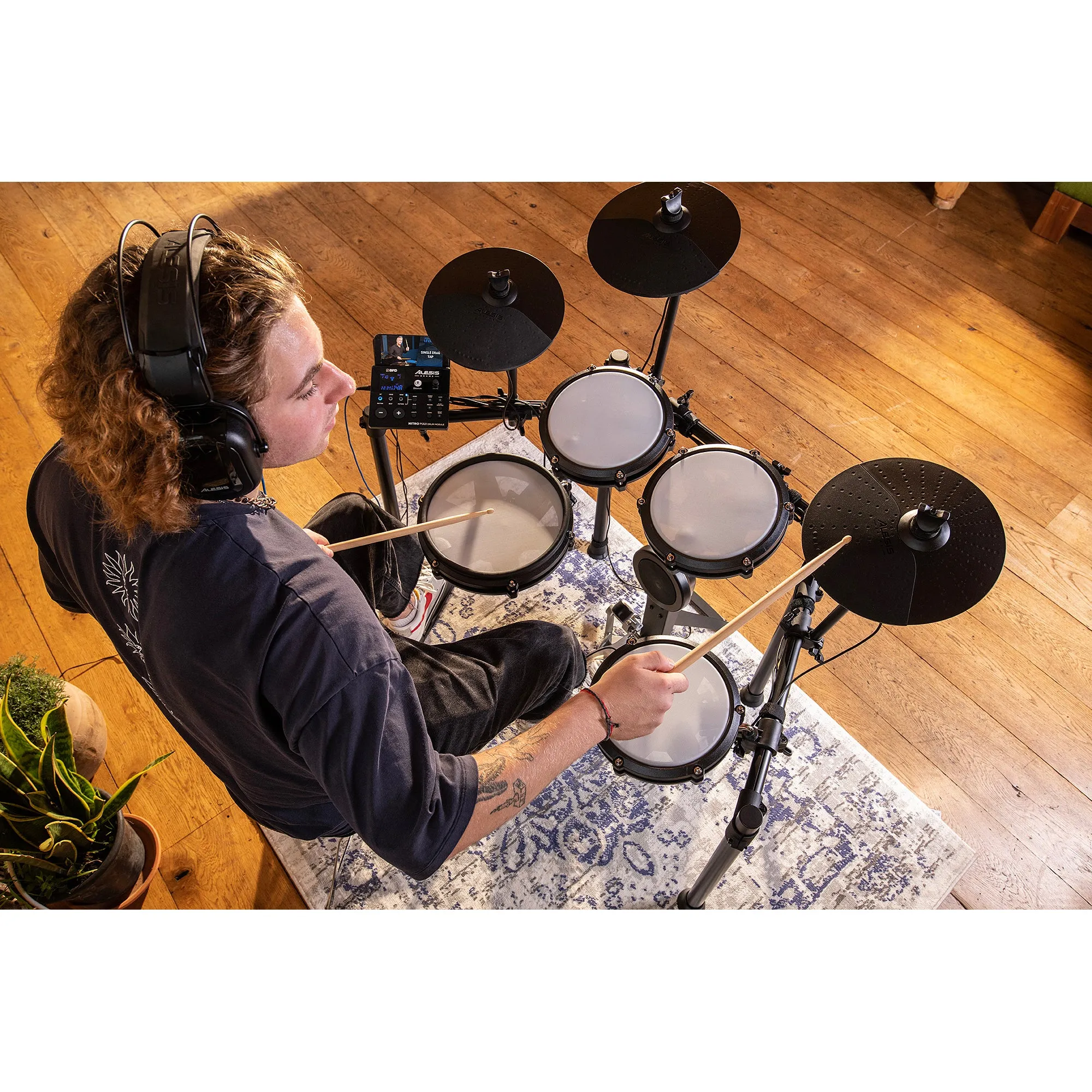 Alesis Nitro Max Eight Piece Electronic Drum Kit w/ Mesh Heads and Bluetooth