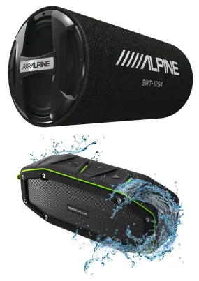 ALPINE SWT-12S4 1000w 12" Subwoofer in Bass Tube 4-Ohm Sub Bluetooth Speaker