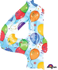 Anagram - 36" Number '4' Mylar Balloon - Multicolored Balloons & Streamers