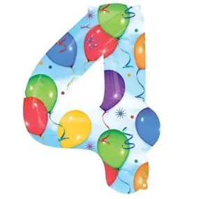 Anagram - 36" Number '4' Mylar Balloon - Multicolored Balloons & Streamers