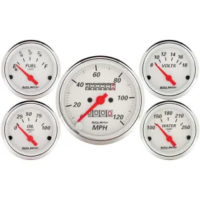 Auto Meter Arctic White Street Rod Kit - Includes 3-1/8 in. 120 MPH Mechanical Speedometer