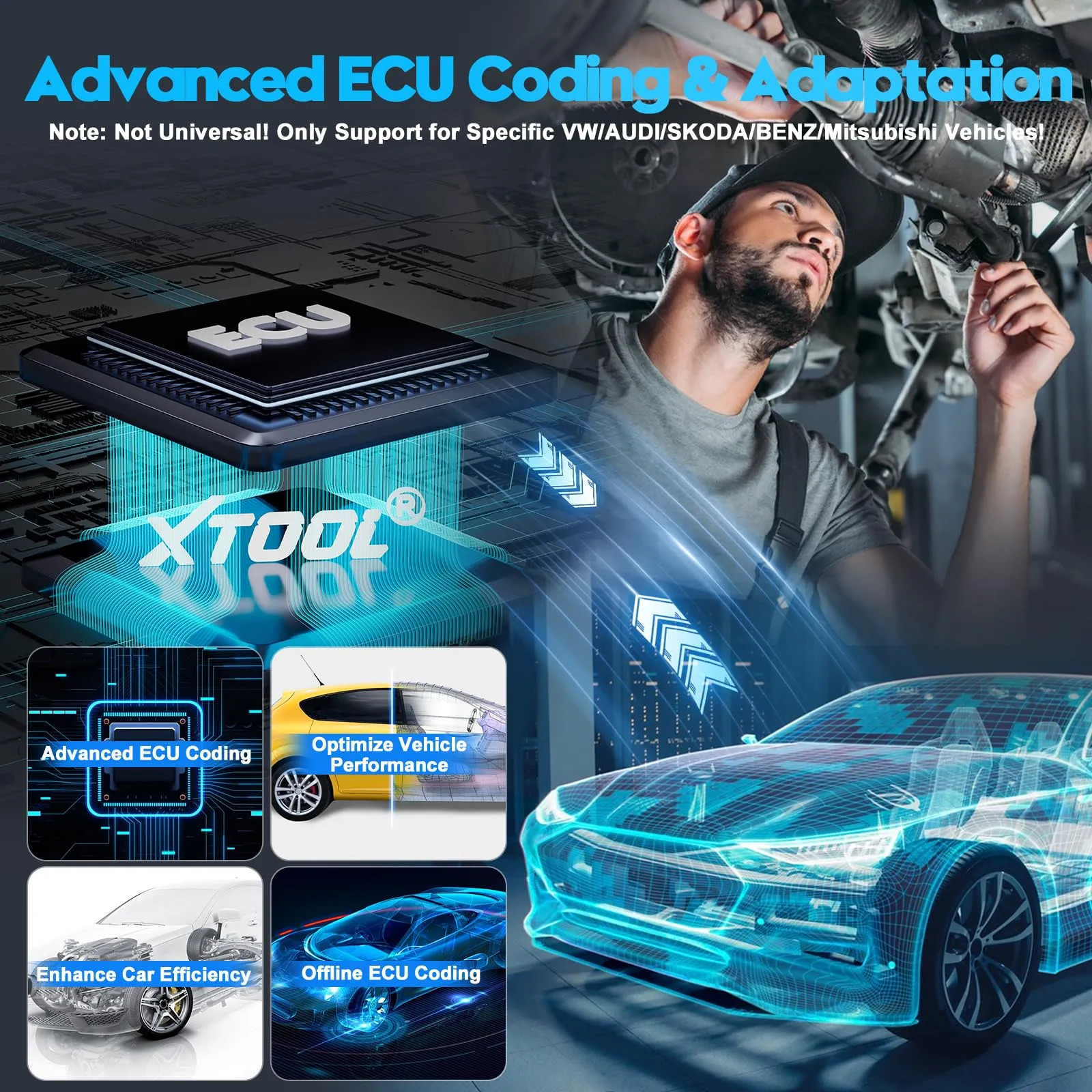 Bidirectional Scan Tool XTOOL D7W: Wireless Ver. of D7/D7S, OBD2 Scanner with 3-Year Updates, ECU Coding, CAN FD/DoIP, 36  Resets, Crank Sensor Relearn, All System Scanner for Car