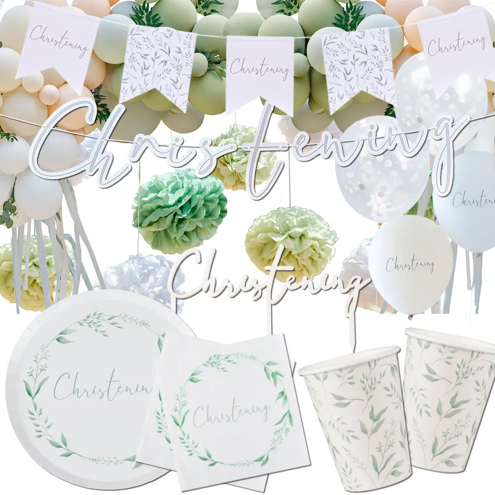 Botanical Christening Party Decorations & Tableware