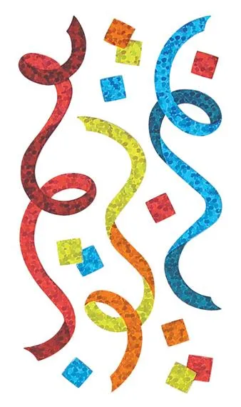 Bulk Roll Prismatic Stickers, Streamers / Confetti / Multicolor (50 Repeats)