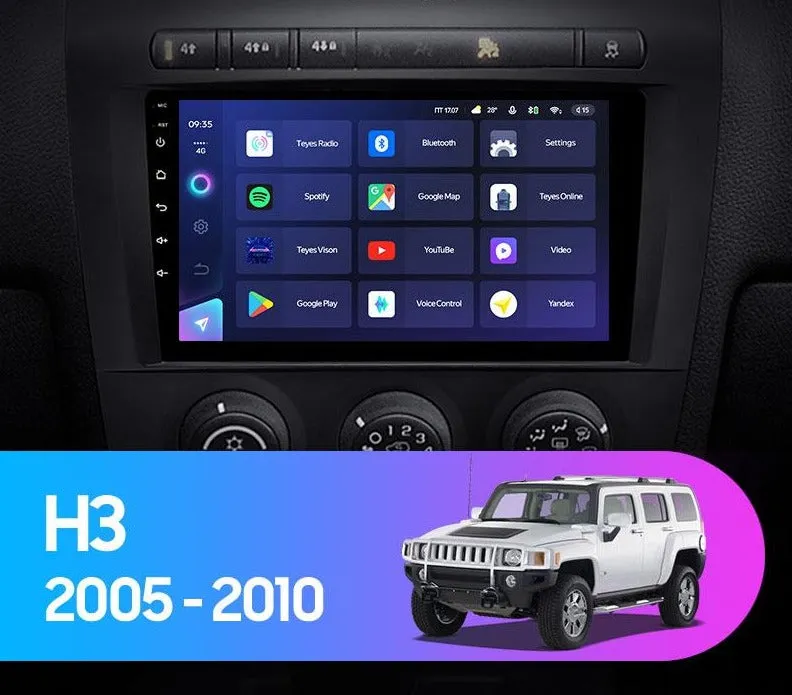Car Dealz Elite 4G Data Model 10.2" Android 12.0 For Hummer H3 1 2005 - 2010 In Dash Plus OEM Fascia