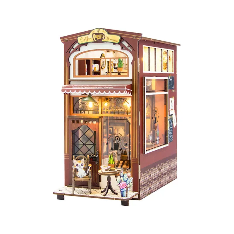 Coffee House: Cozy Miniature Café Scene Wooden LED DIY Book Nook Kit