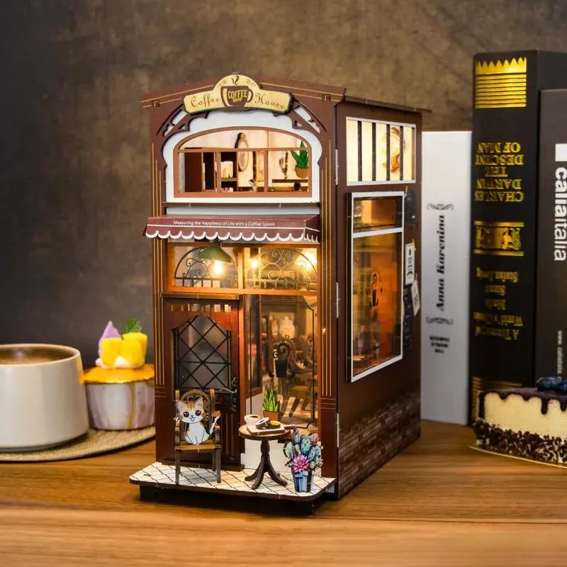 Coffee House: Cozy Miniature Café Scene Wooden LED DIY Book Nook Kit