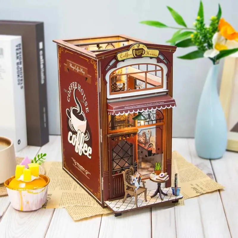Coffee House: Cozy Miniature Café Scene Wooden LED DIY Book Nook Kit