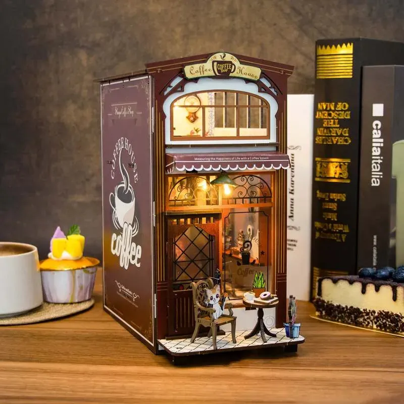 Coffee House: Cozy Miniature Café Scene Wooden LED DIY Book Nook Kit