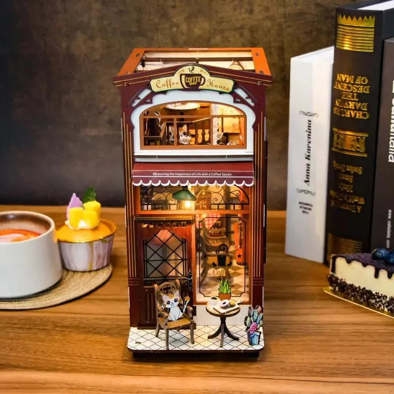 Coffee House: Cozy Miniature Café Scene Wooden LED DIY Book Nook Kit