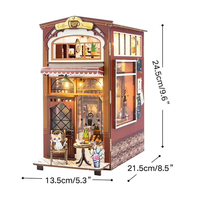 Coffee House: Cozy Miniature Café Scene Wooden LED DIY Book Nook Kit
