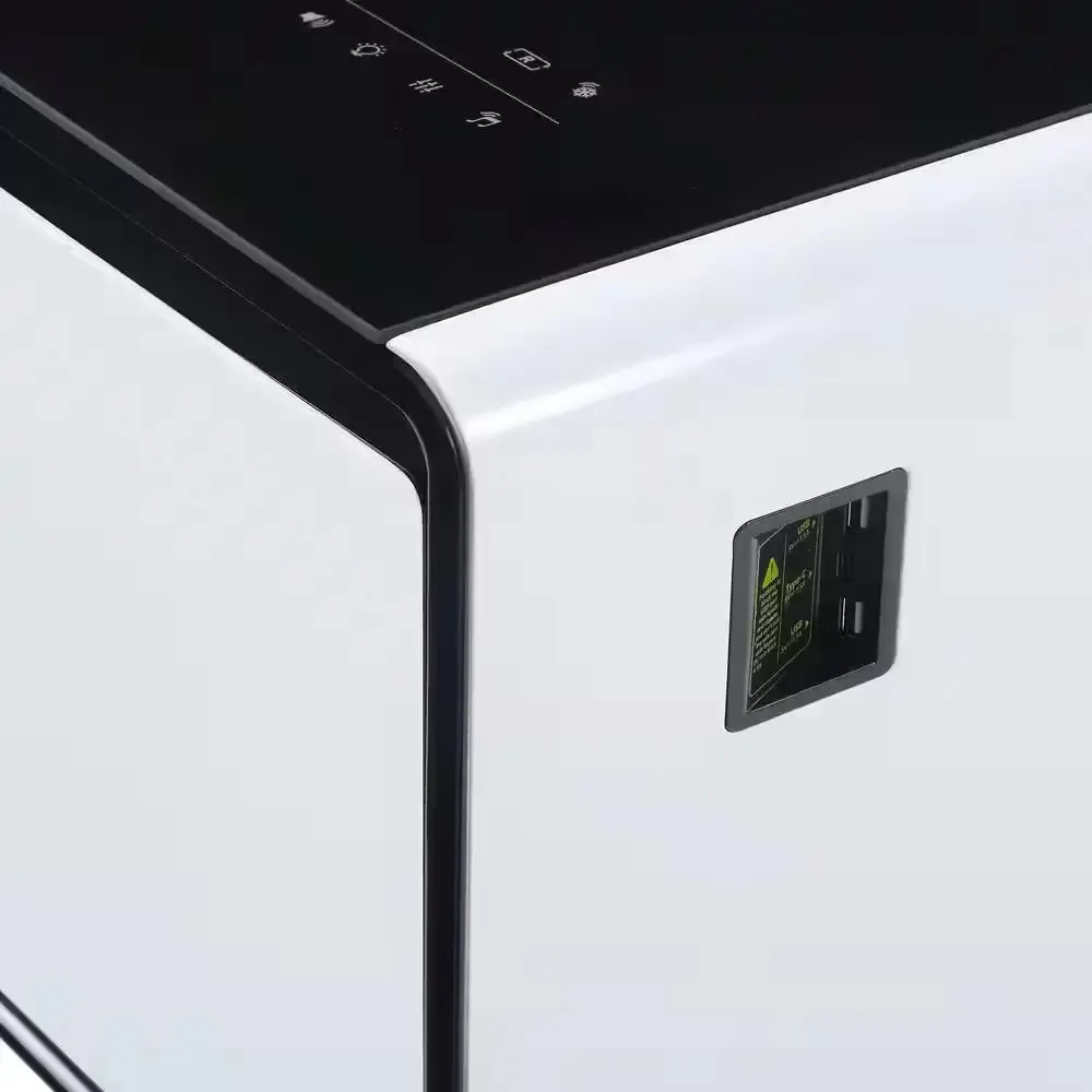 Coffee Table Fridge 27 In. 25 Cu. Ft. Retro Mini Refrigerator in White Black, Bluetooth Speaker, Wireless Charging