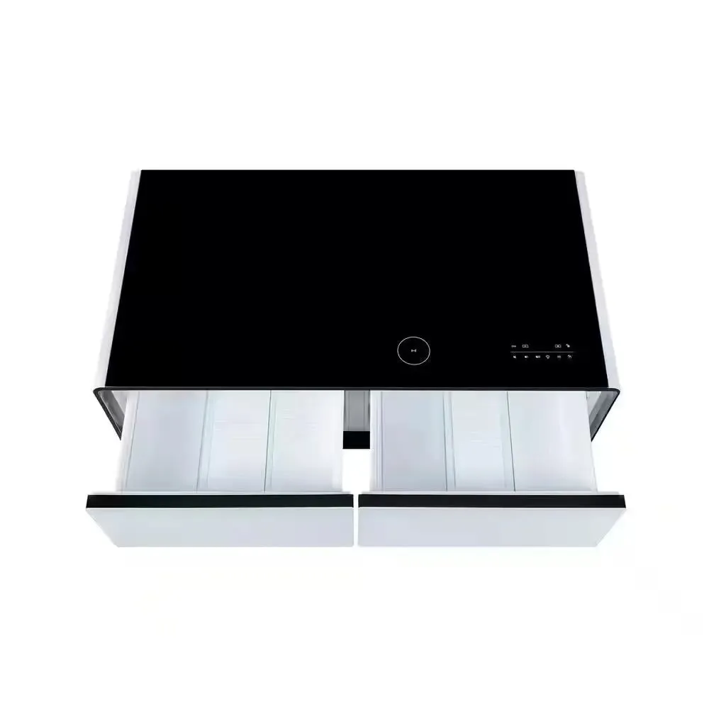 Coffee Table Fridge 27 In. 25 Cu. Ft. Retro Mini Refrigerator in White Black, Bluetooth Speaker, Wireless Charging