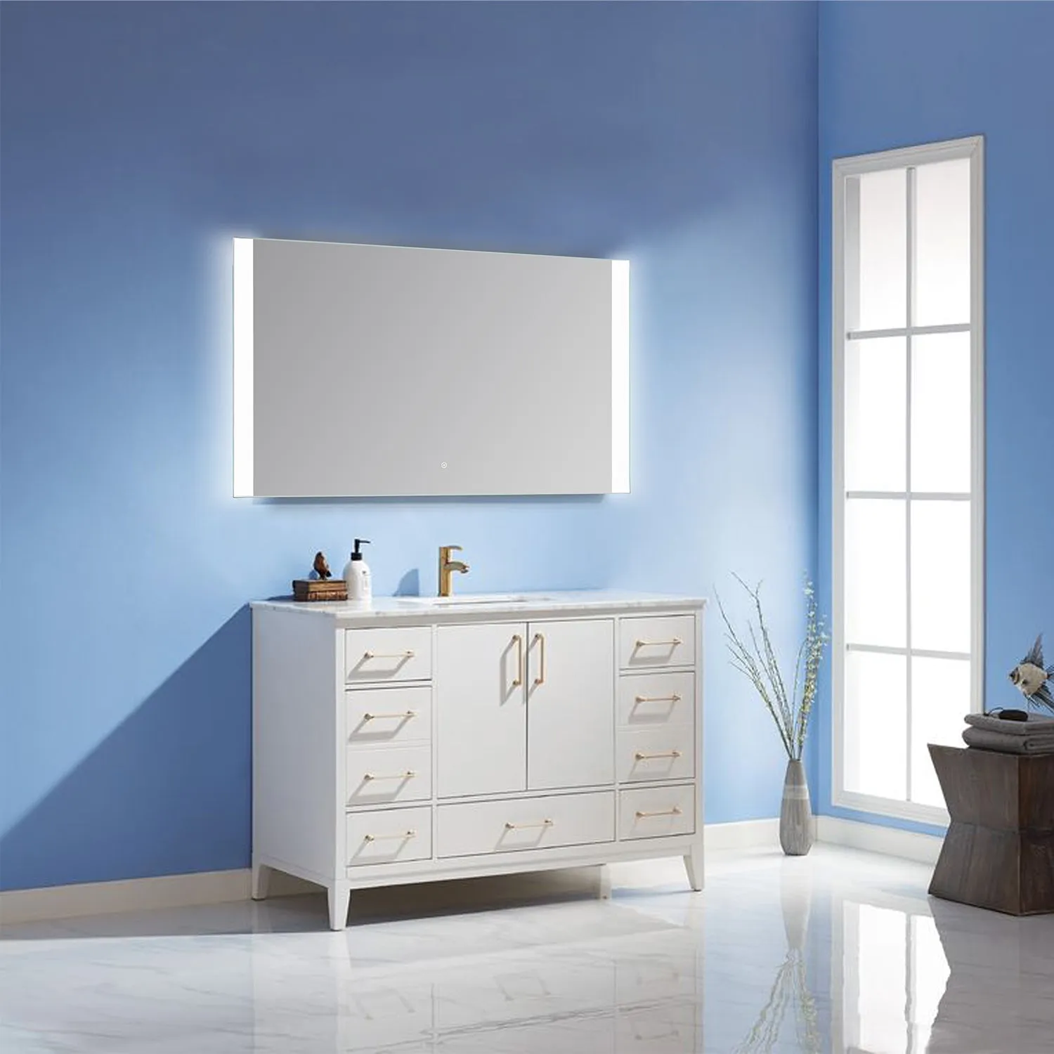Cosenza Rectangle Frameless Modern LED Bathroom Vanity Mirror