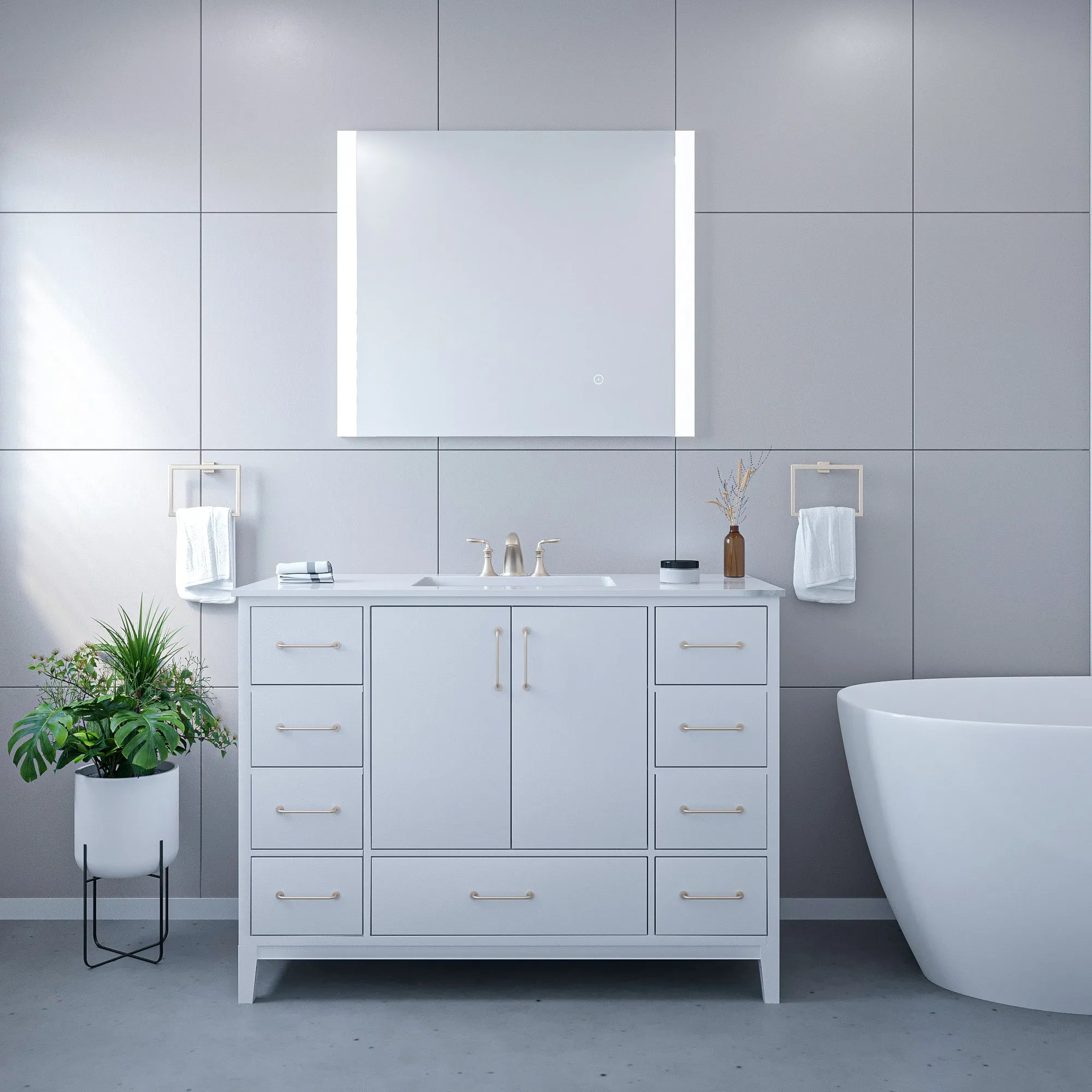 Cosenza Rectangle Frameless Modern LED Bathroom Vanity Mirror