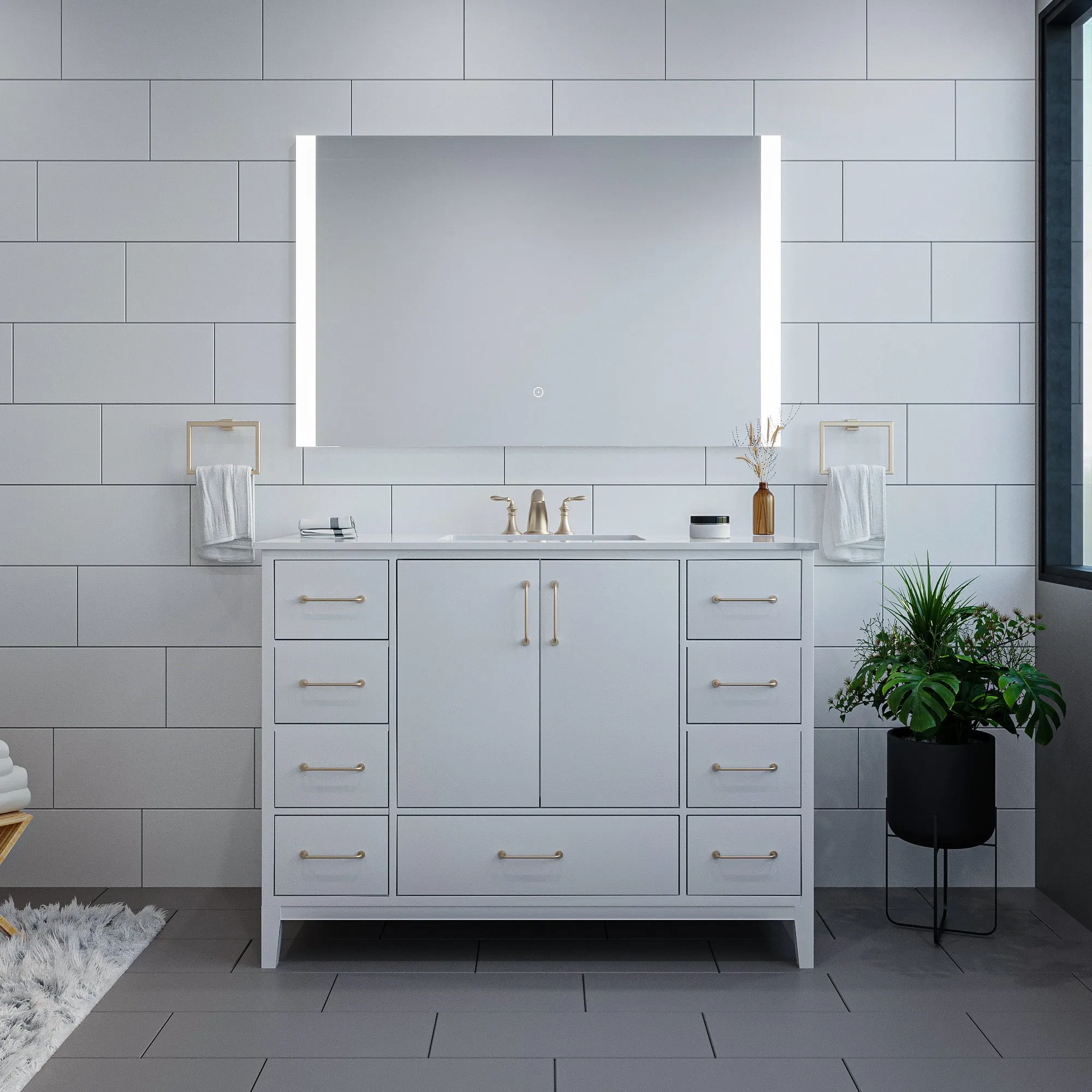 Cosenza Rectangle Frameless Modern LED Bathroom Vanity Mirror