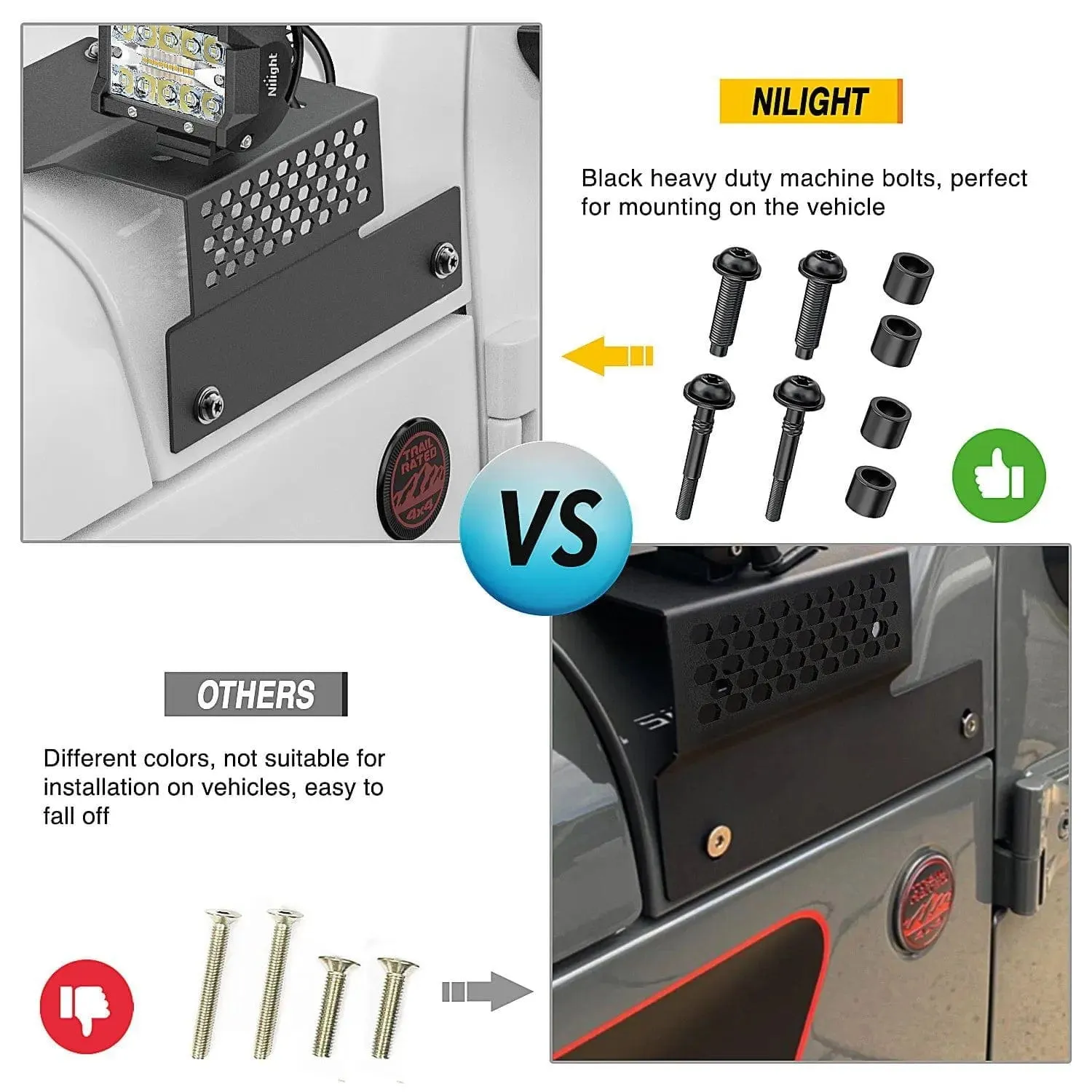 Cowl Pillar Windshield Mounts For 2018-2022 Jeep Wrangler JL JLU