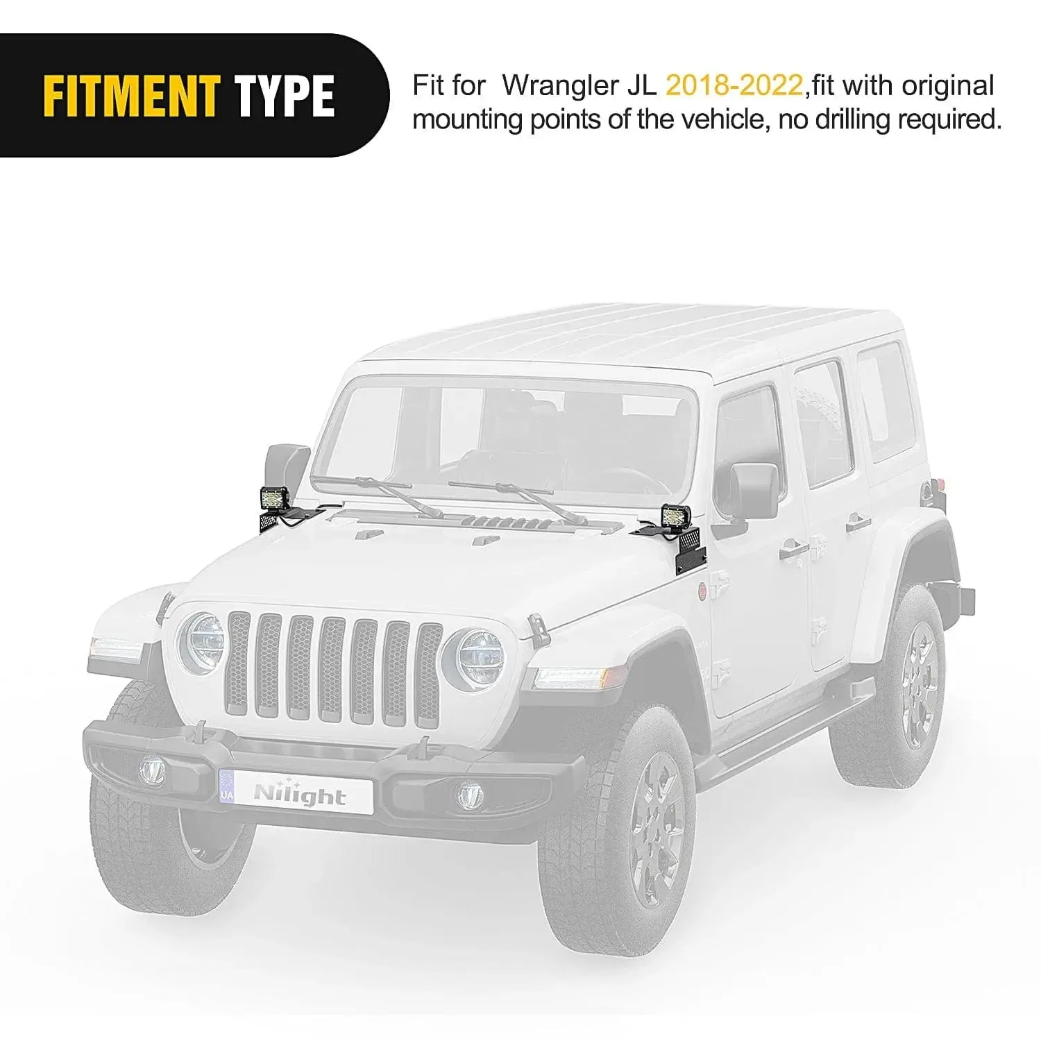 Cowl Pillar Windshield Mounts For 2018-2022 Jeep Wrangler JL JLU