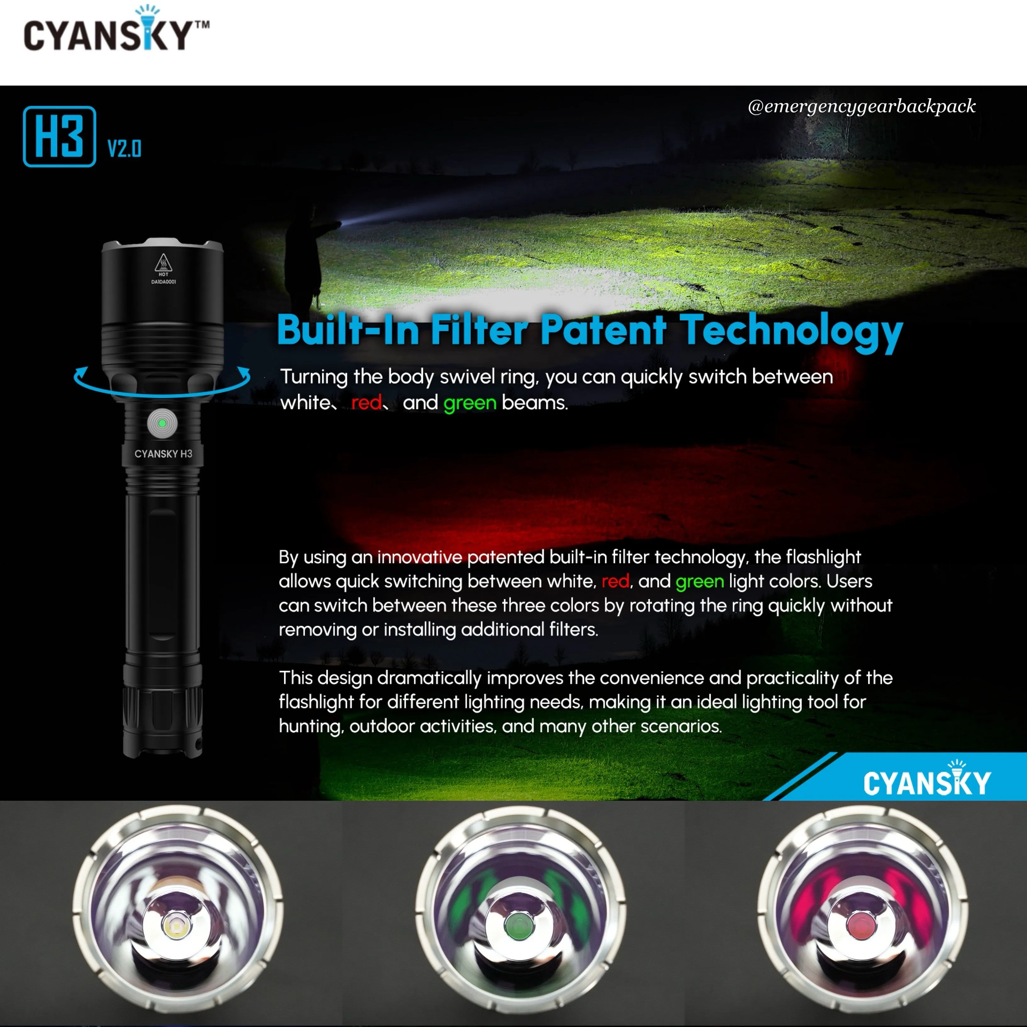 Cyansky H3V2 Multi-color Searchlight 1600LMS 575M